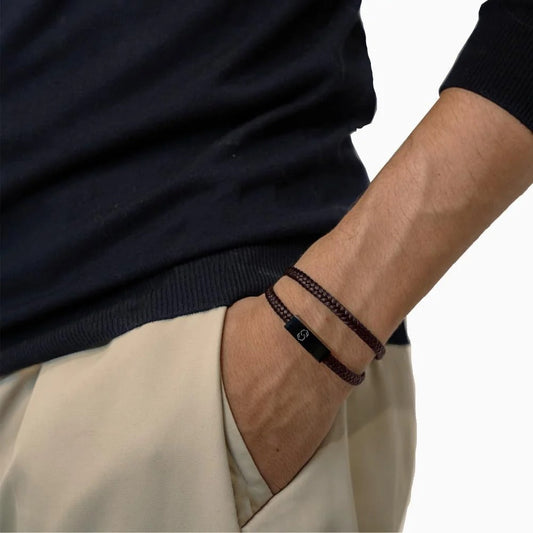 Cross Cord Vintage Brown Leather Bracelet For Men